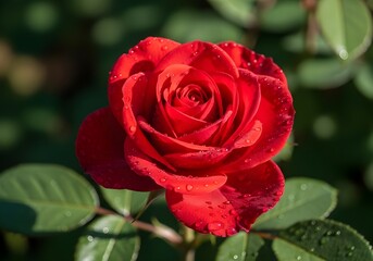 red rose with water drops