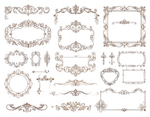 Collection of ornate frames and decorative elements for design projects