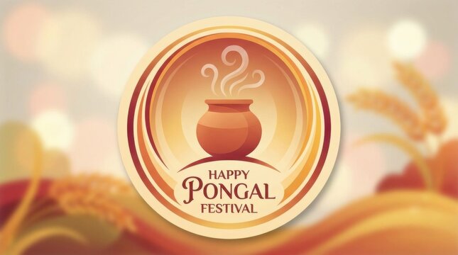 coaster illustration template radiates joy with a pongal pot surrounded by vibrant colors and warmth