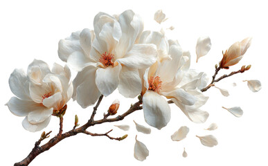 Petals flower falling from the branches isolated on transparent background