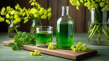 Green shamrock elixirs for St Patrick's Day celebrations and gatherings