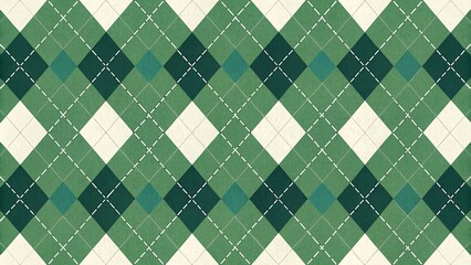 Classic argyle pattern seamless shades of green for textile and background classic argyle pattern featuring diamond shapes in shades of dark green, forest green,