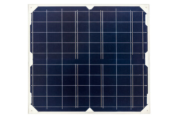 Square blue solar photovoltaic panel for renewable energy generation on a transparent background