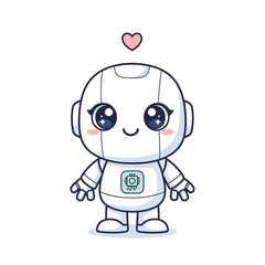 Cute Robot with Heart: A Charming AI Character Illustration.