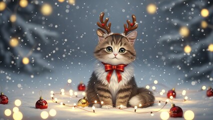the cute cat in christmas