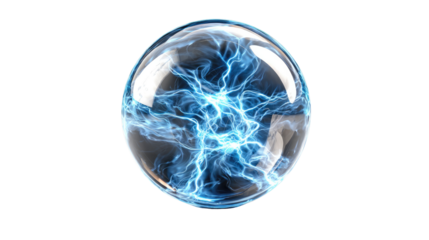 Energy Sphere: An abstract view of the intricate energy within a glass sphere, symbolizing innovation, future, and the power of ideas.