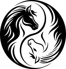 Horse silhouette hand drawing logo design