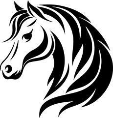 Horse silhouette hand drawing logo design
