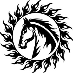 Fototapeta premium Horse silhouette hand drawing logo design