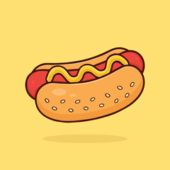 Cute Hot Dog Cartoon Illustration cartoon vector