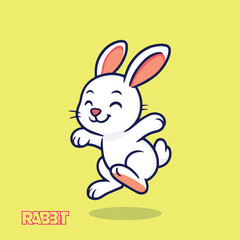 Obraz premium Cute Jumping Bunny Happy Rabbit Cartoon Vector Illustration [Recovered]