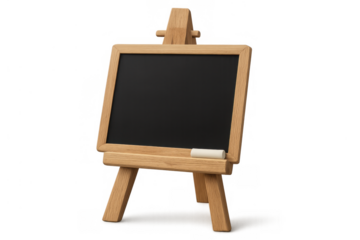 Blank blackboard easel offering space for writing messages, learning, ideas, or drawing with a piece of chalk