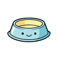 Cute Blue Pet Bowl with a Smiling Face.