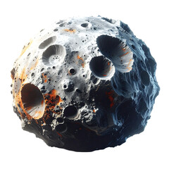Cratered asteroid isolated on transparent background