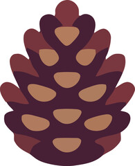 Stylized illustration of a brown pine cone isolated on