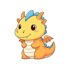 Adorable Baby Dragon Cartoon Character with Big Eyes and Small Wings.