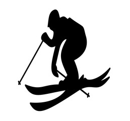 Skiing vector set. Skier silhouette.