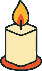 Simple icon of a lit square candle isolated on
