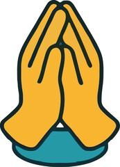 Simple icon of two praying hands gesture isolated on