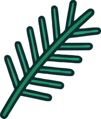 Simple green pine or fir tree branch icon isolated on