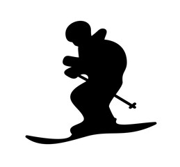 Skiing vector set. Skier silhouette.