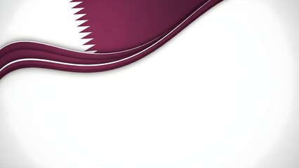 Elegant maroon ribbon with Qatar flag accent on a white background