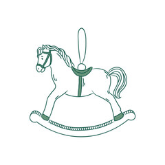 Rocking horse Christmas tree decoration. Retro toy, vintage element for Christmas design