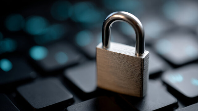 A padlock on a computer keyboard representing cybersecurity.