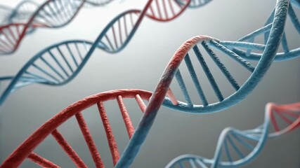 Quantum computing in healthcare concept. Visual representation of DNA strands in red and blue. - Powered by Adobe