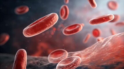 Quantum computing in healthcare concept. Visualization of red blood cells in a bloodstream. - Powered by Adobe