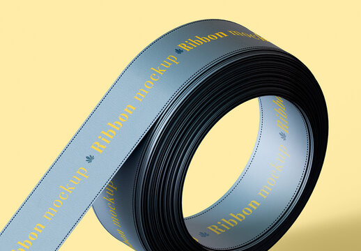 Fabric Ribbon Roll Mockup
