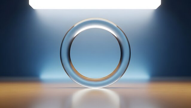 Abstract oval ring shape illuminated in futuristic tunnel