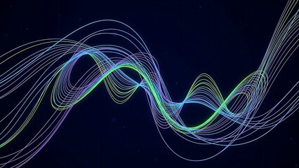 &ldquo;smooth curved neon waves flowing across dark background, glowing digital motion lines, abstract sci-fi energy ribbon style