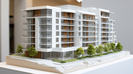 Modern architectural building model with clean design