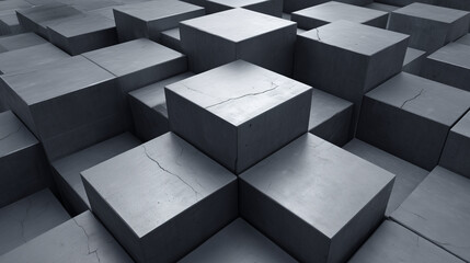 Modern gray cube blocks forming architectural structure