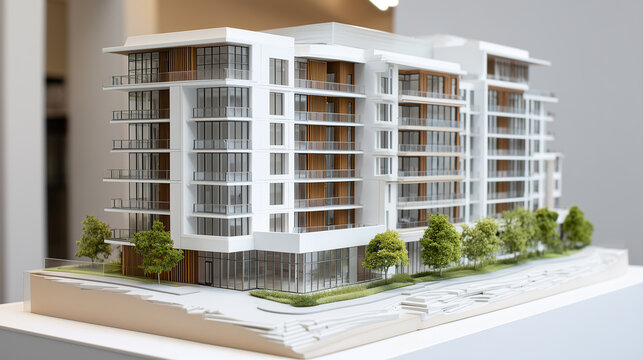 Modern architectural building model with clean design