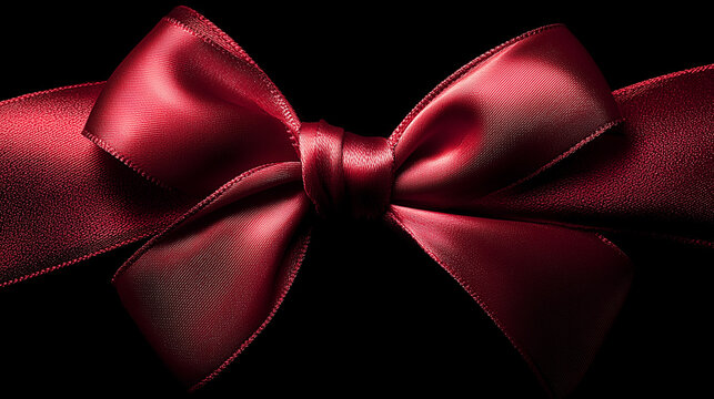 Shiny red bow knot for gift decoration closeup
