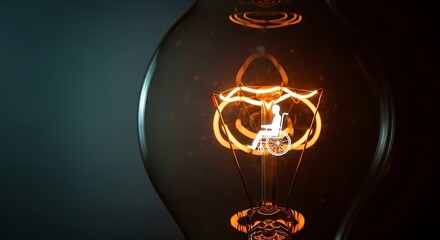 A Radiant Idea for Universal Accessibility Wheelchair Symbol Illuminates Within a Glowing Light Bulb Filament