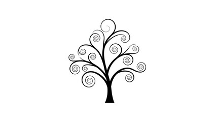 Elegant black wrought iron tree silhouette with swirling branches