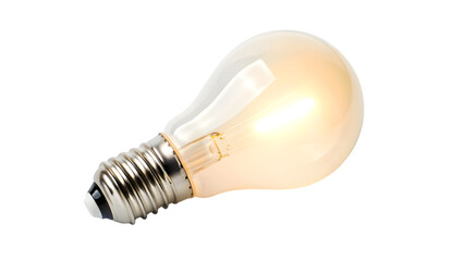 Bright illuminated glass light bulb object isolated on a white background, representing the concept of an idea, technology, and power