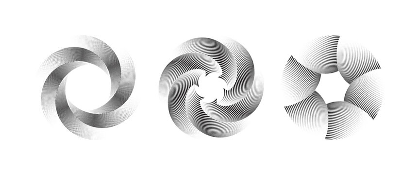 Geometric Dotted Halftone Spiral Shape Pattern Vector Illustration.