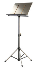 Adjustable music stand with metallic base for sheet music