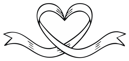 Heart shape ribbon banner emblem symbol graphic design element