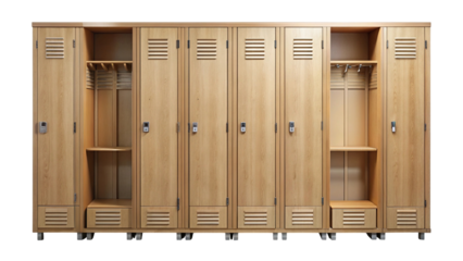 Modern wooden locker bank for storage in changing room