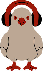 Cool pigeon with a red headset