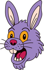 Cute Cartoon Rabbit with Purple Fur and Big Ears Design