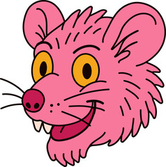 Playful Pink Rat with Yellow Eyes and Big Smile