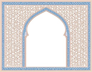 Elegant islamic archway design with geometric patterns and intricate border details
