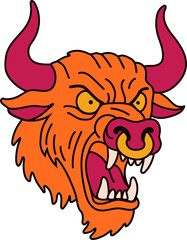 Furious Bull with Horns and Intense Expression
