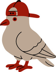 Cool Pigeon with Red Cap and Street Style